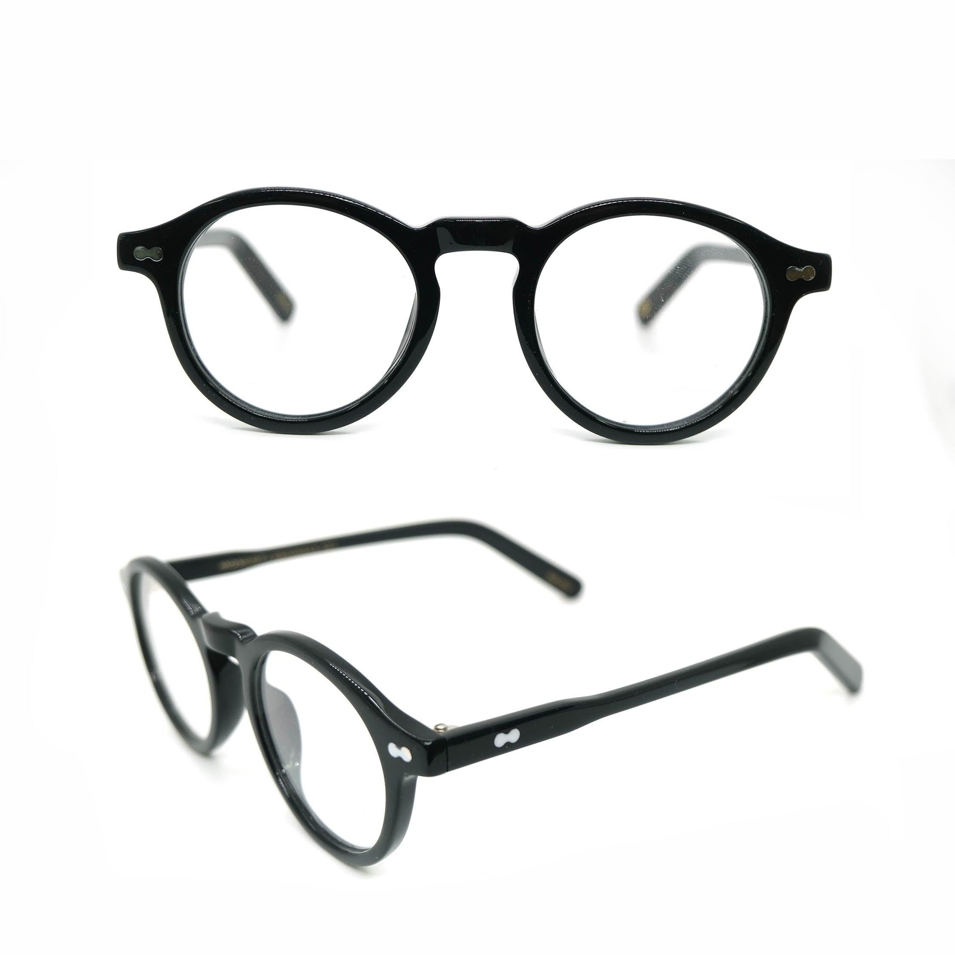 Acetate S M-002 Circle Black Progressive glasses - takeprogressive