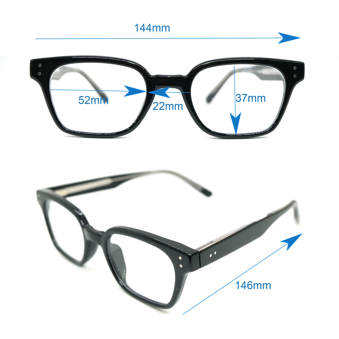 Acetate L 72029C1 Square Black Progressive glasses