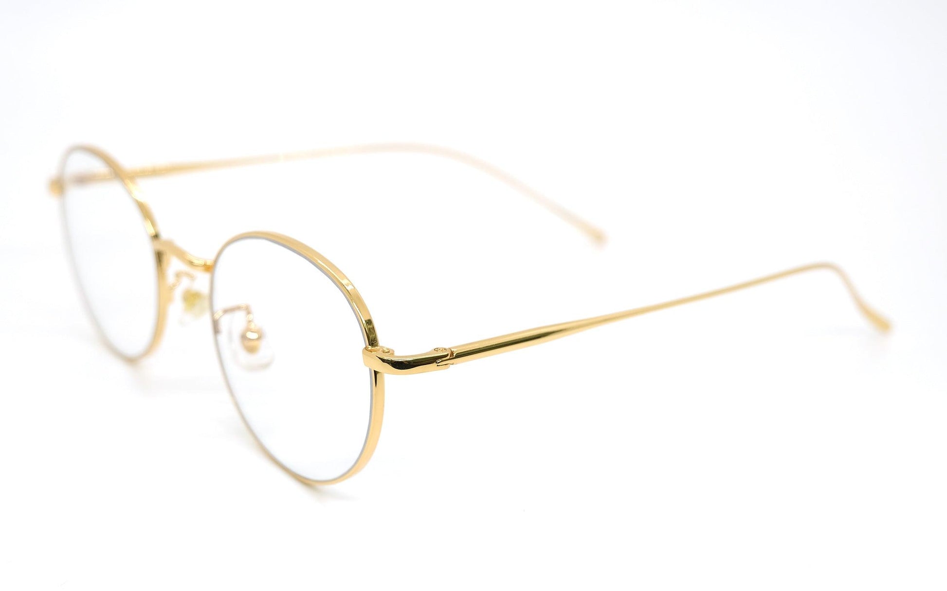 Titanium L 1640C6 round Golde Reading Eyeglasses - takeprogressive