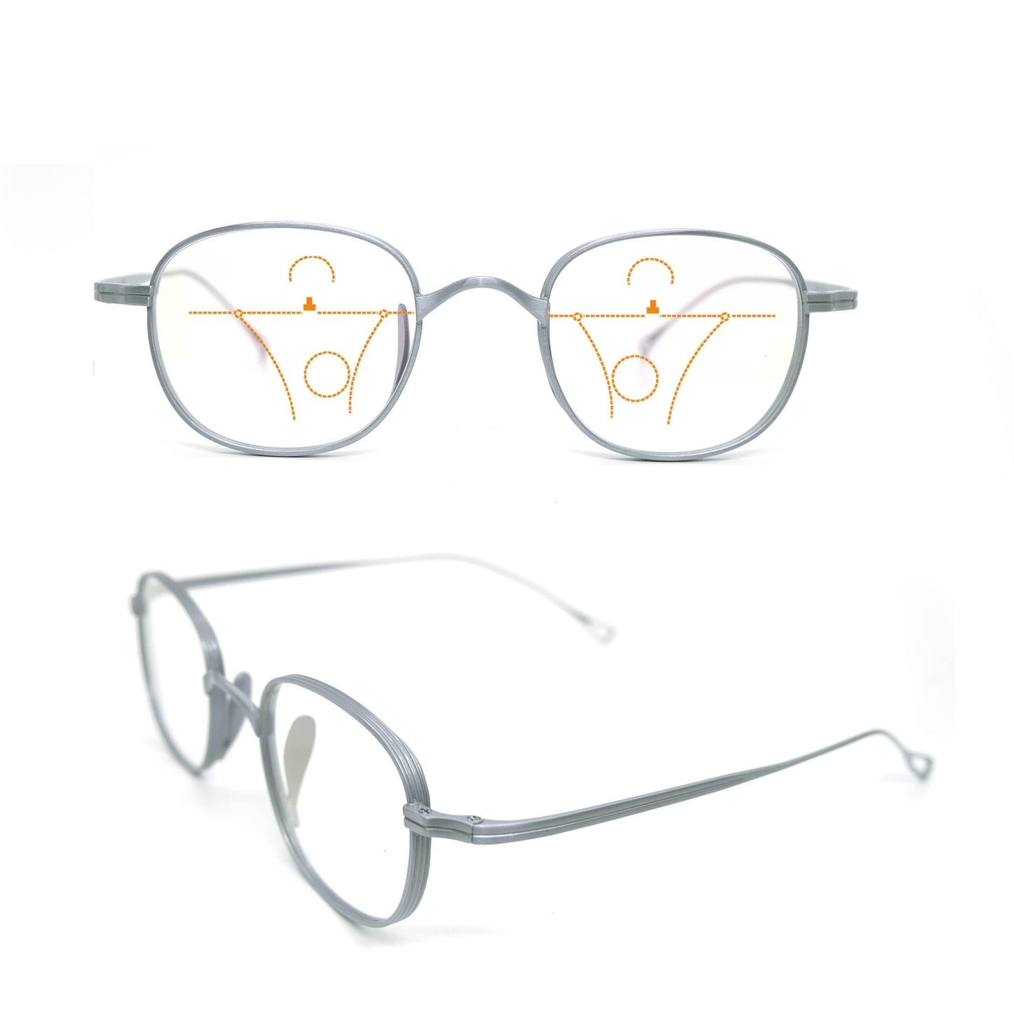 Titanium M 8016C4 round Silver light Progressive Eyeglasses - takeprogressive