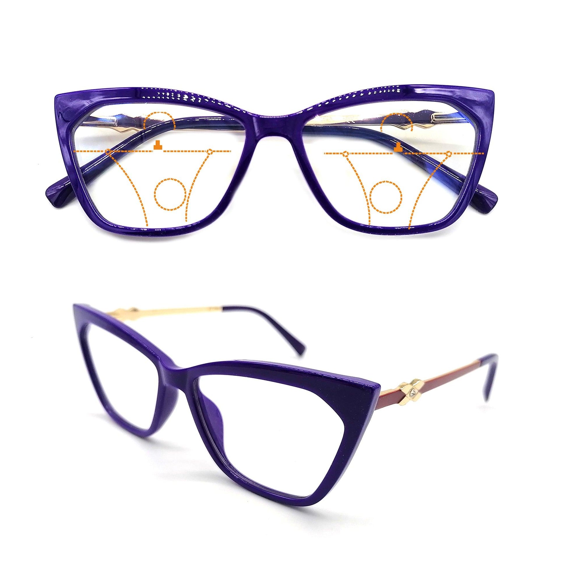 Acetate L 2040C1 light purple Cat Eye progressive glasses - takeprogressive