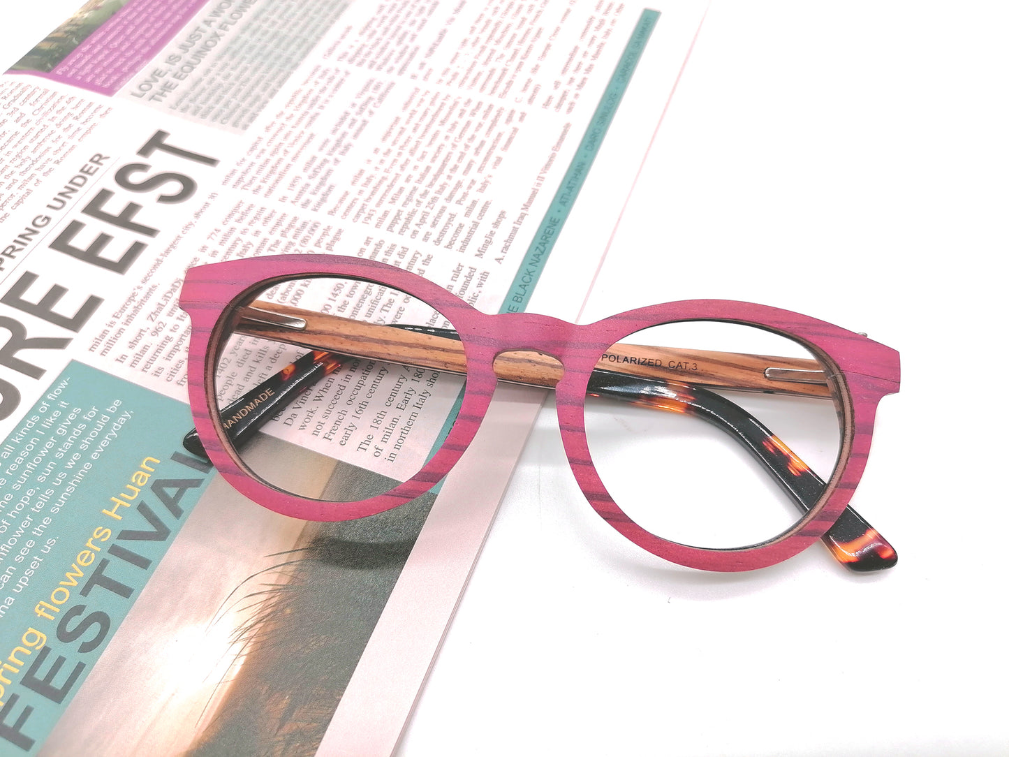 zebra wood pink finihshed progressive glasses W6008