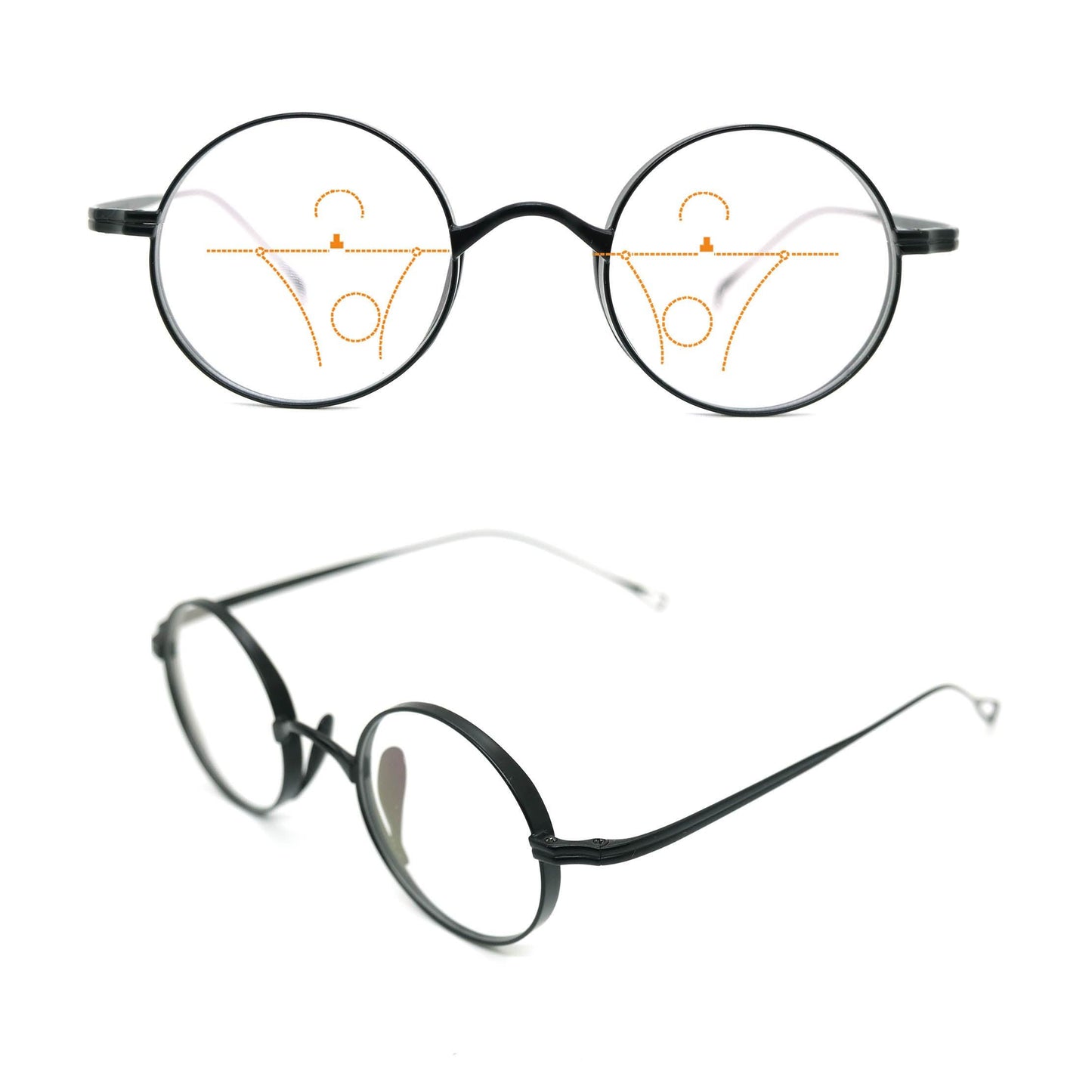 Titanium S 10518C2 Circle Black Progressive Eyeglasses - takeprogressive